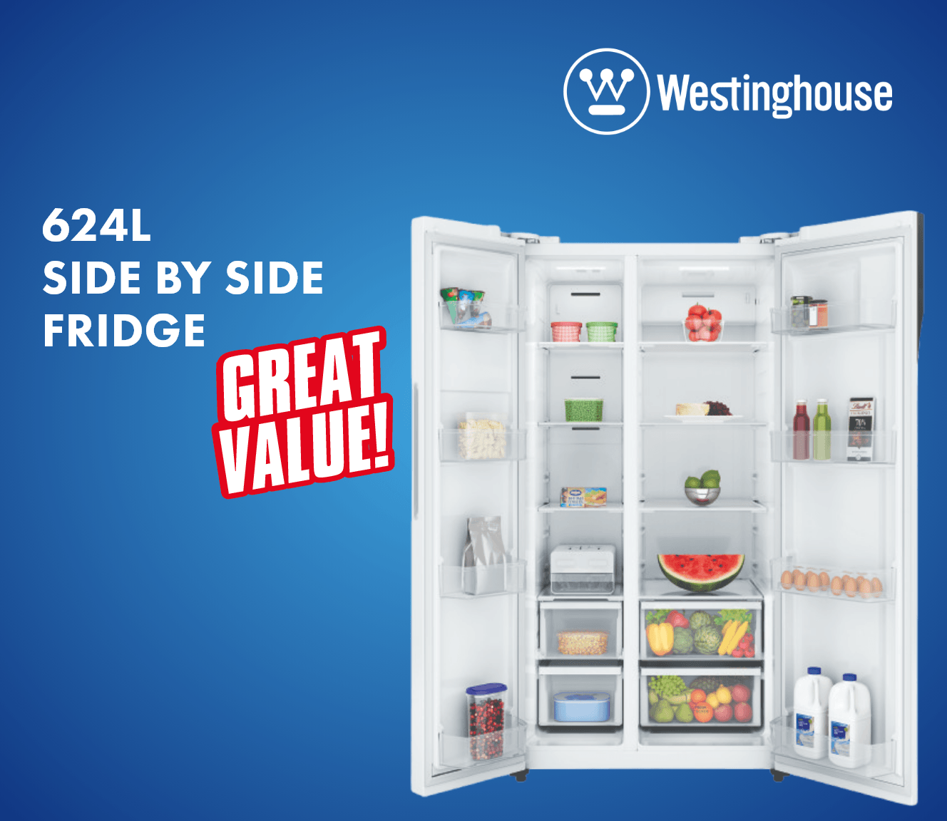 Westinghouse 624L Side by Side Refrigerator
