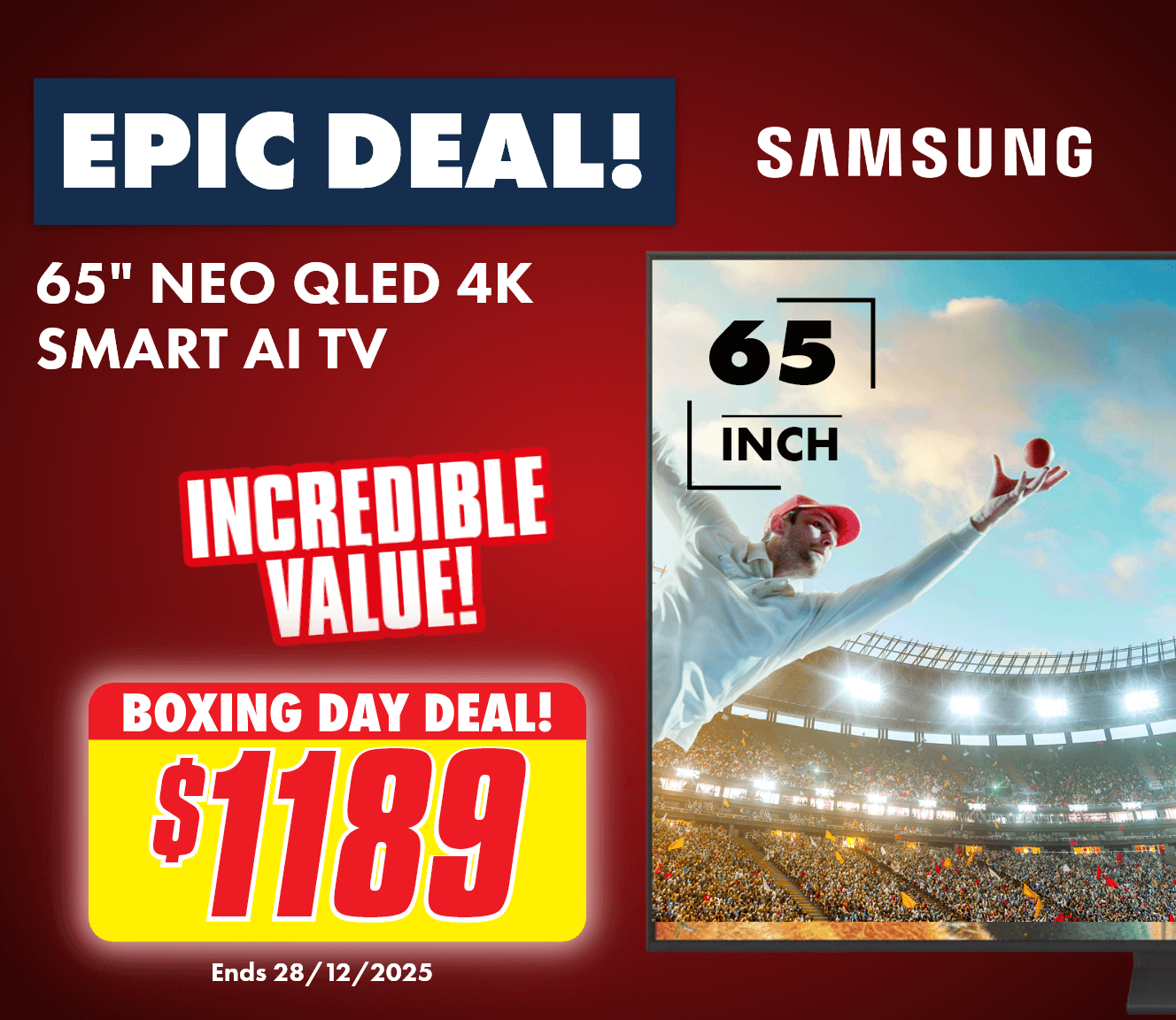 Samsung 65" QN70F NEO QLED 4K Mini LED Smart AI TV 2025	