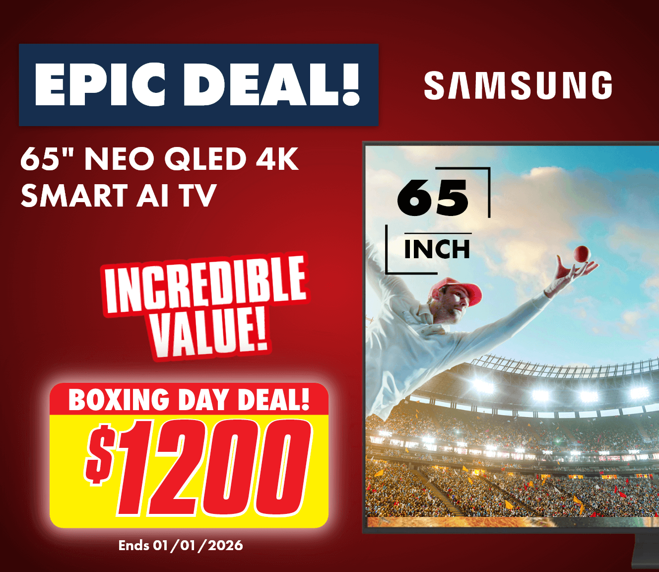Samsung 65" QN70F NEO QLED 4K Mini LED Smart AI TV 2025	