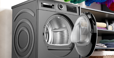 Graphite Bosch dryer in laundry. 