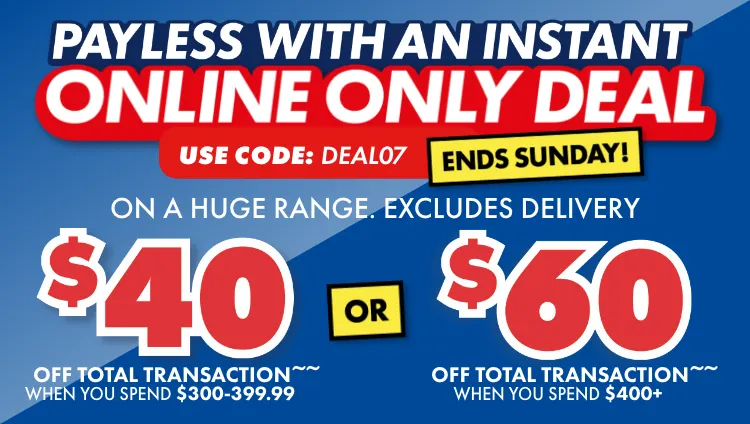 Get $40 off when you spend $300-$399.99 or $60 off when you spend $400+