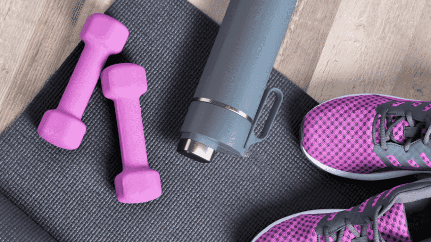 Ninja drink bottle on gym floor