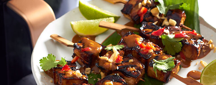 Satay eggplant skewers Image supplied by Philips