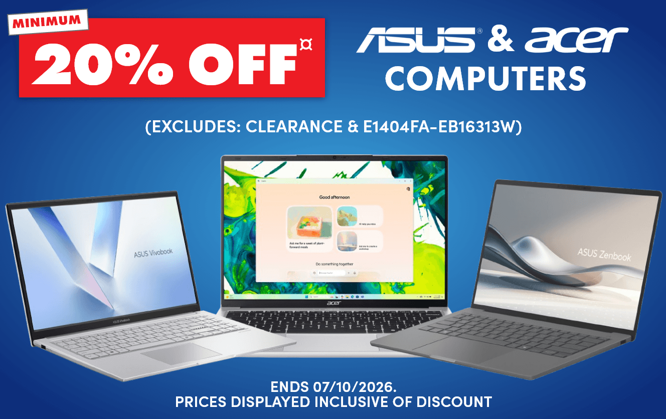 Min 20% off Acer and Asus Computers (Excludes: Clearance & E1404FA-EB16313W)
