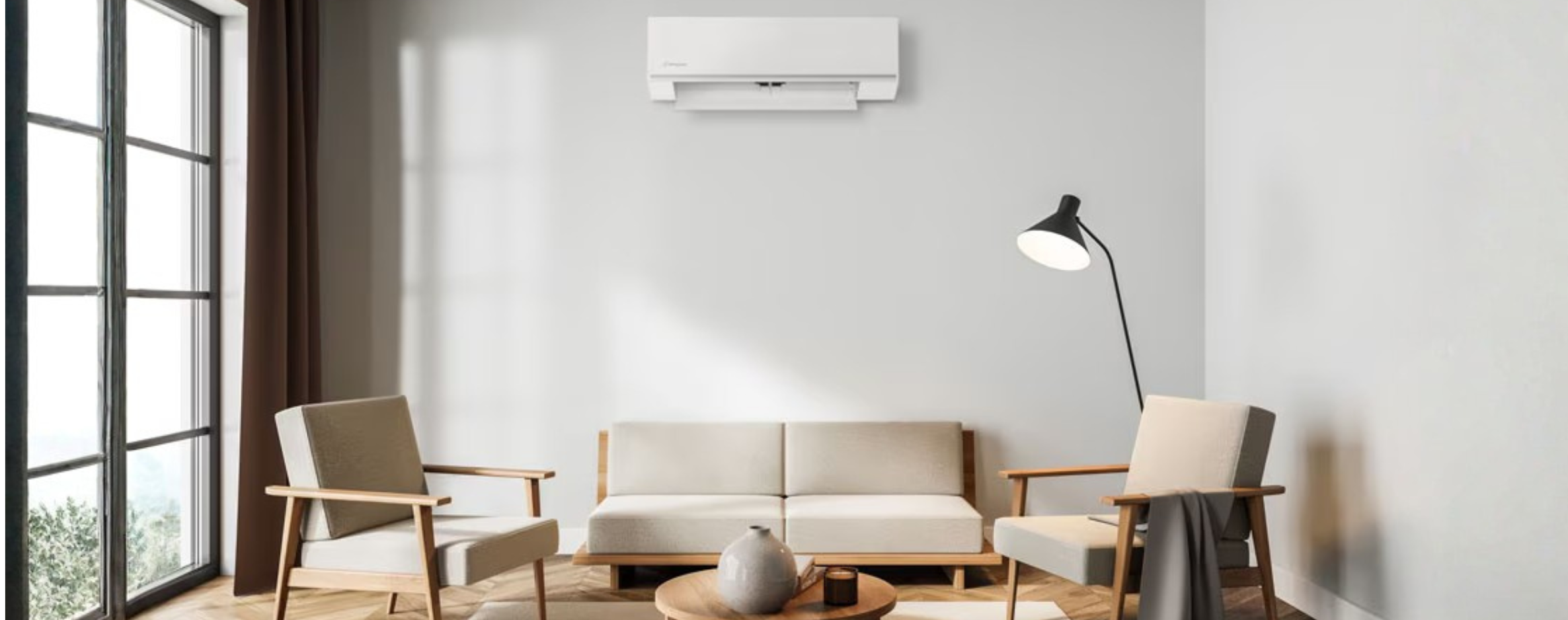 Image of a Westinghouse Reverse Cycle Split System Air Conditioner in a modern living room.