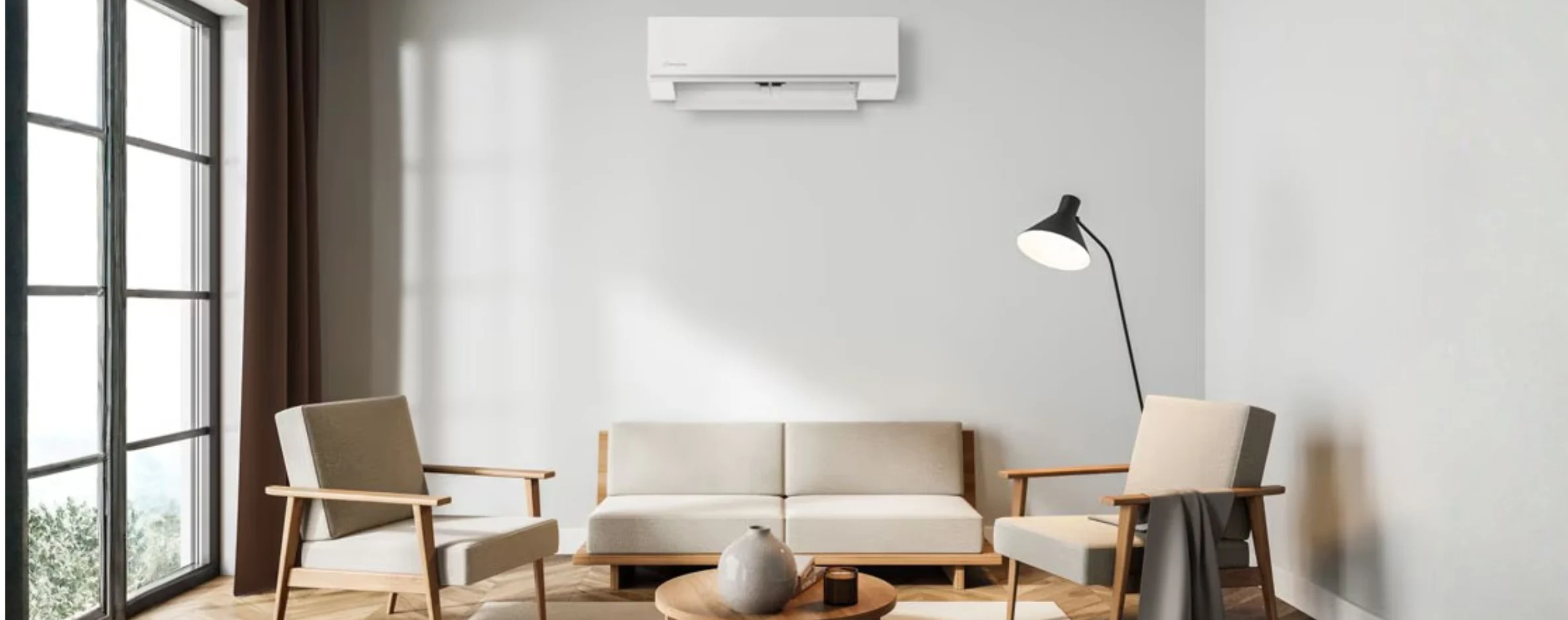 Image of a Westinghouse Reverse Cycle Split System Air Conditioner in a modern living room.