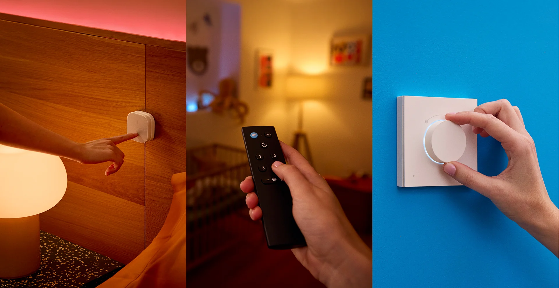 Image of a hand turning a WiZ Lighting Dial