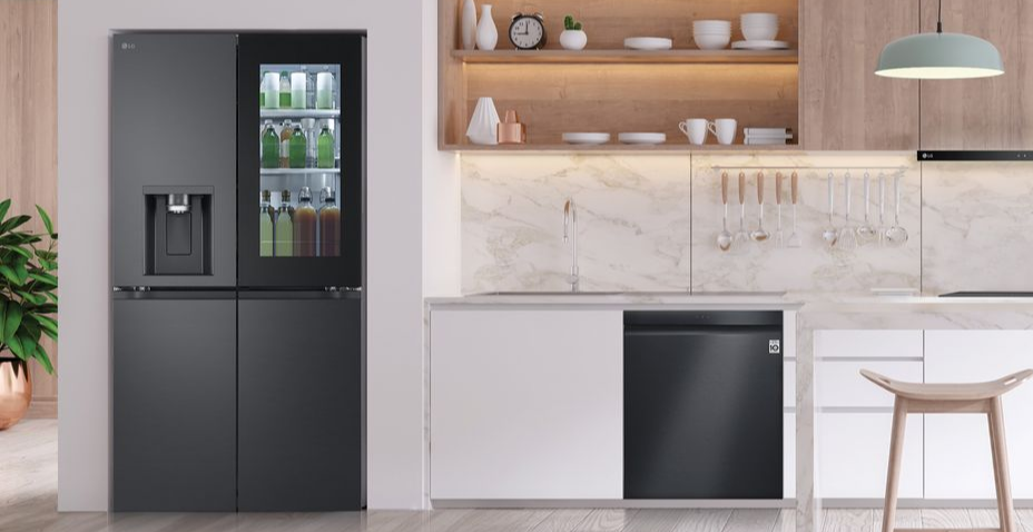 Image of an LG 847L InstaView French Door Refrigerator in a modern kitchen