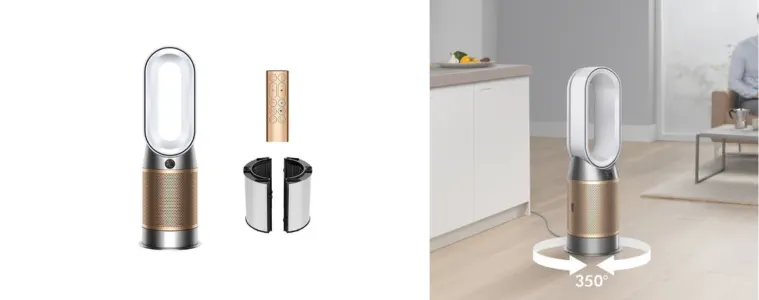 Dyson HP12 Purifier Hot + Cool De-Nox White/Gold in a living space at home