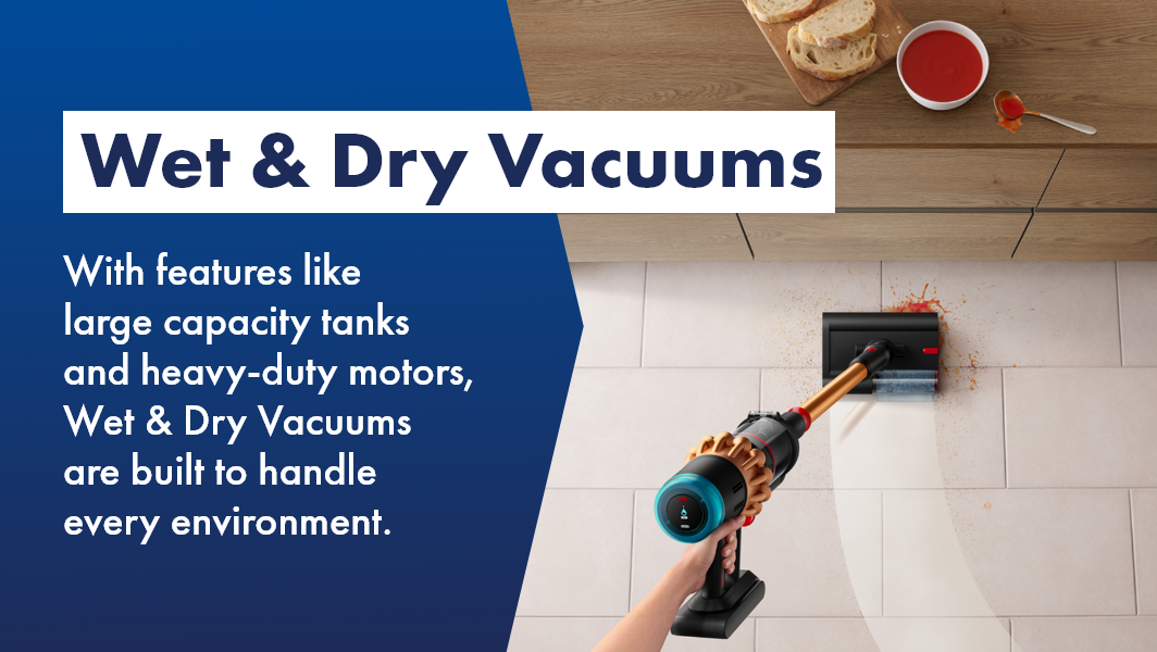 Dyson vacuuming and mopping at the same time in bathroom, shop now at The Good Guys. 