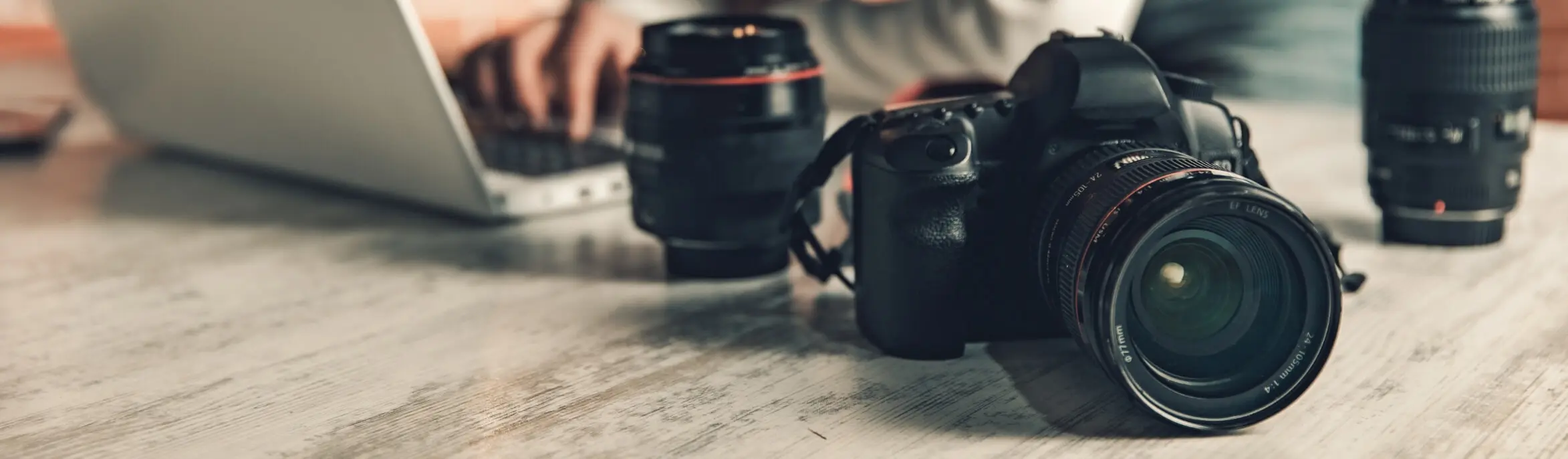 Camera with lenses on a table