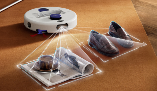 Graphic of the Dyson r2 Nurovi Wash+Dry Robotic Vacuum using LIDAR