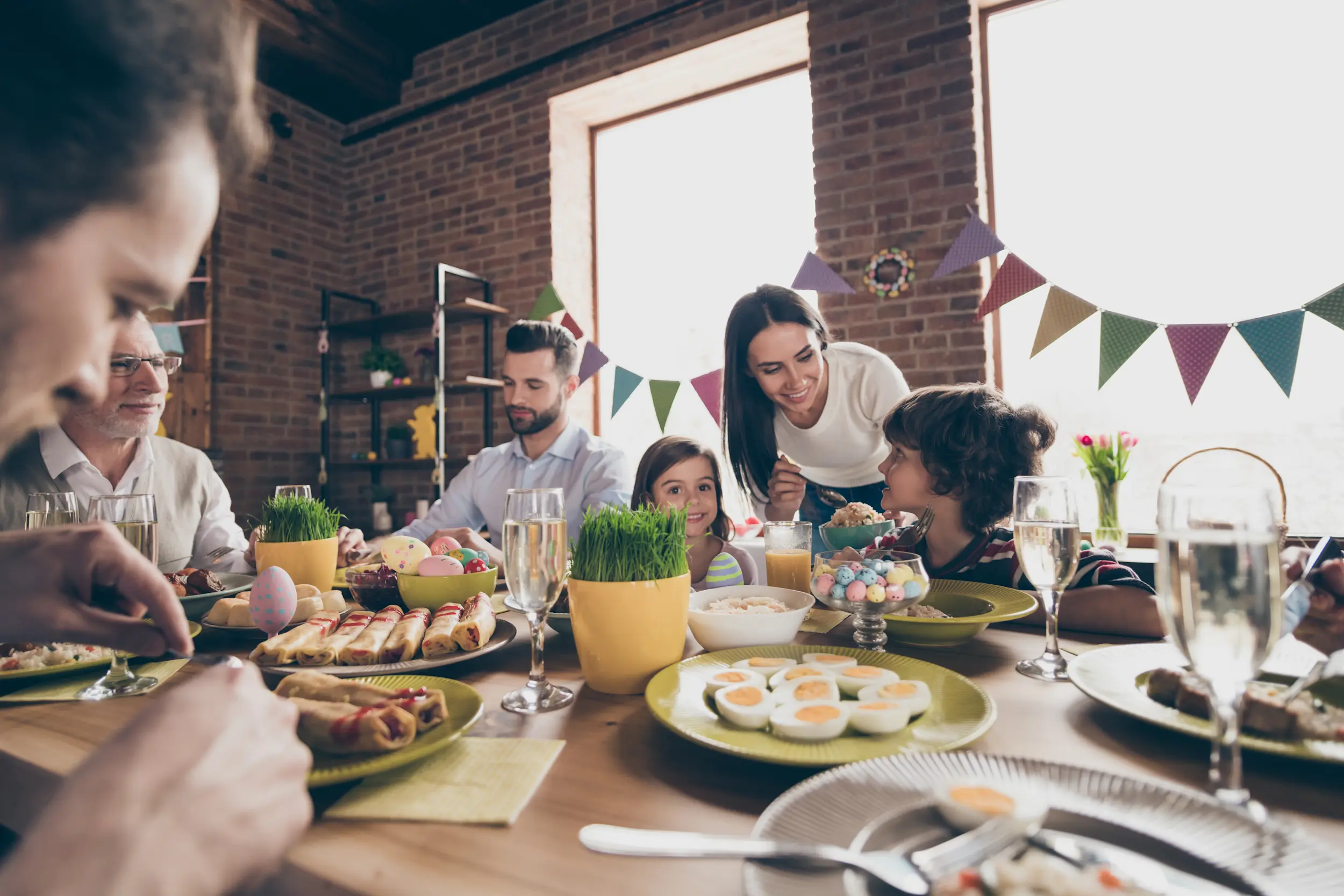 Family enjoying Easter lunch together