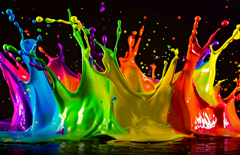 Vivid colour splash displayed clearly with an LG TV. 