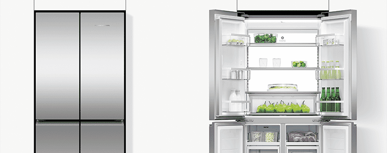 All black Fisher  Paykel 538L Quad Door Fridge