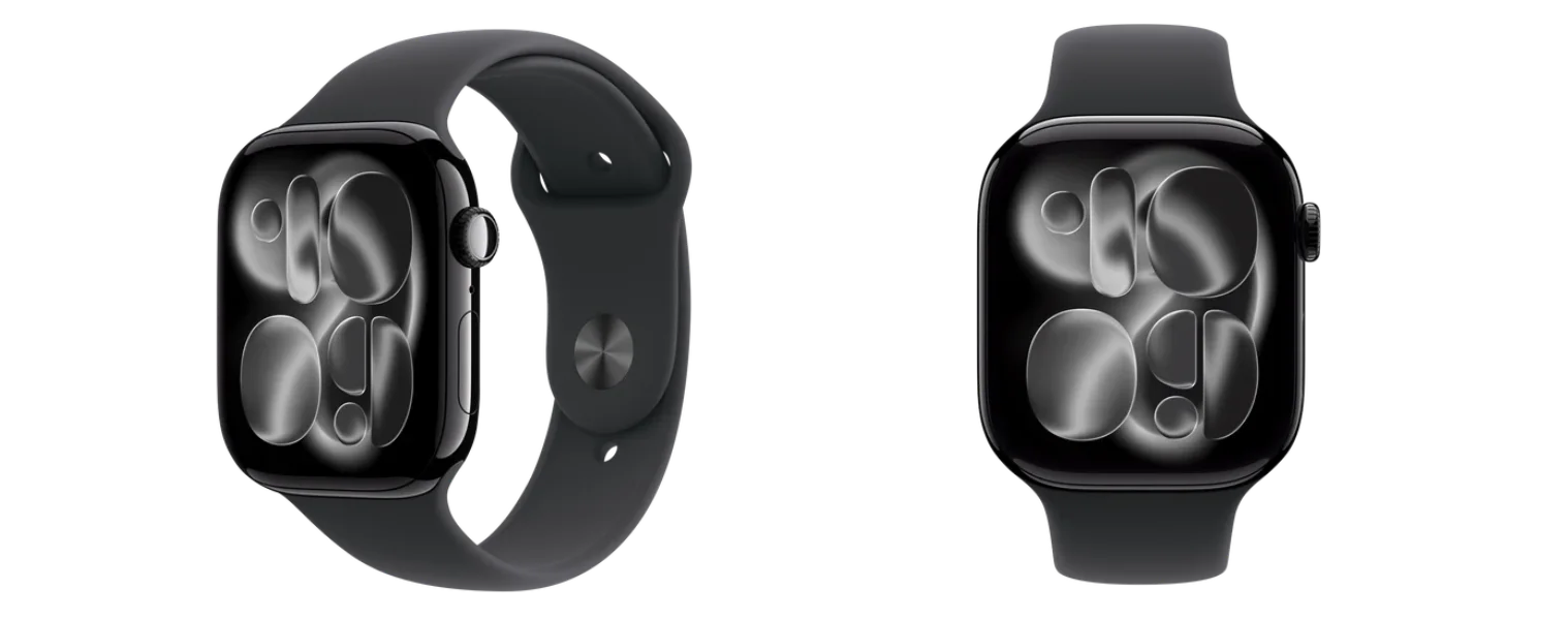 product image of the Apple Watch Series 11GPS46mmJet Black Aluminium Case - Black Sport Band M/L