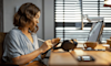 Woman sitting at her desk working