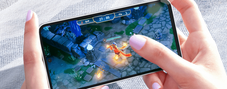 someone playing a video game on their samsung galaxy S23 FE