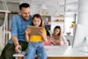 Family using their tech at home