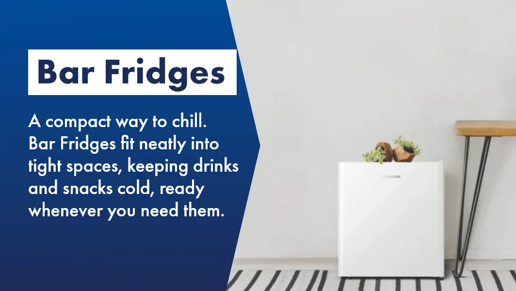 Small white bar fridge in office, the perfect fridge solution for small spaces. Shop them now at The Good Guys.