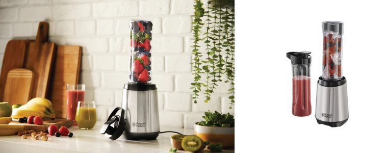 Front on image of a Russell Hobbs Mix and Go Classic  Stainless Steel