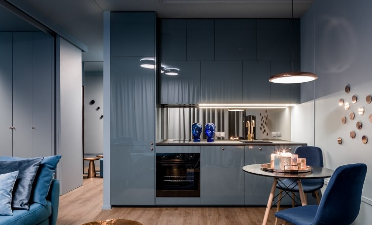 Luxurious kitchen in a beautiful modern apartment