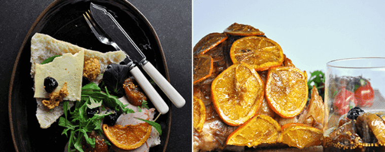 Stout and Mustard Glazed Ham with Candied Oranges and Mustard Fruits