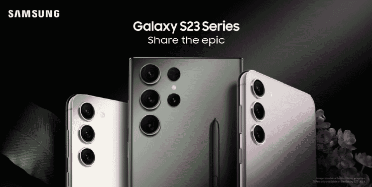 The new Samsung Galaxy S23 in Black White and Pink 