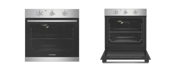 Front on image of a Westinghouse 60cm Multifunction Oven Stainless Steel
