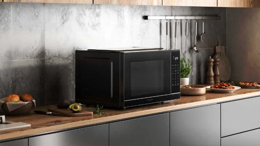 Hisense microwave in kitchen