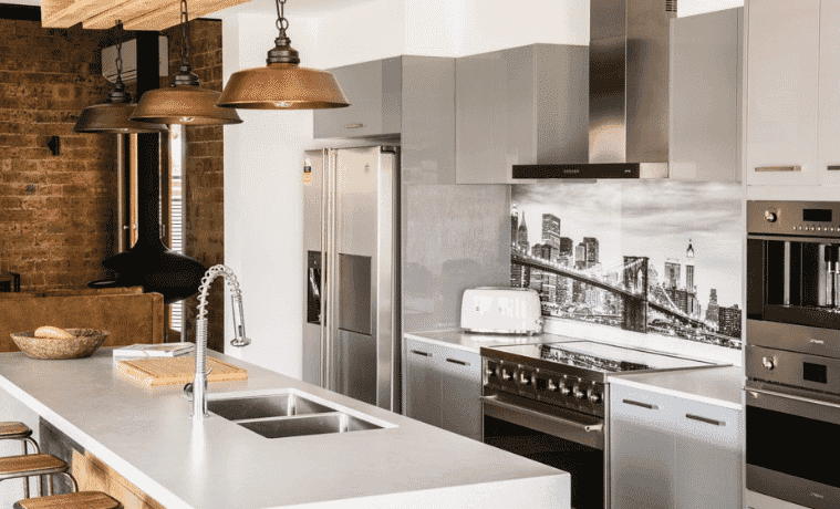 An industrial style kitchen in an apartment 