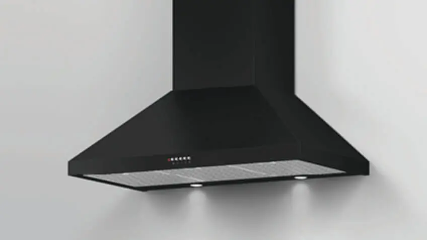 Fisher  Paykel black rangehood in a kitchen