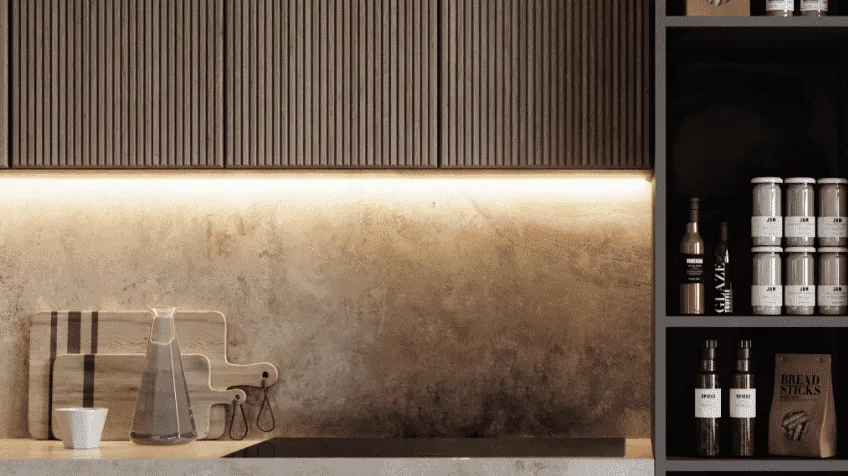 Sleek omega induction cooktop on marble benchtop