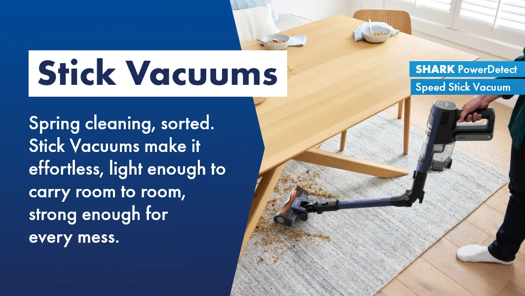 Shark stick vacuums with flexible reach feature helping you clean every corner of your home, your best friend for Spring Cleaning.