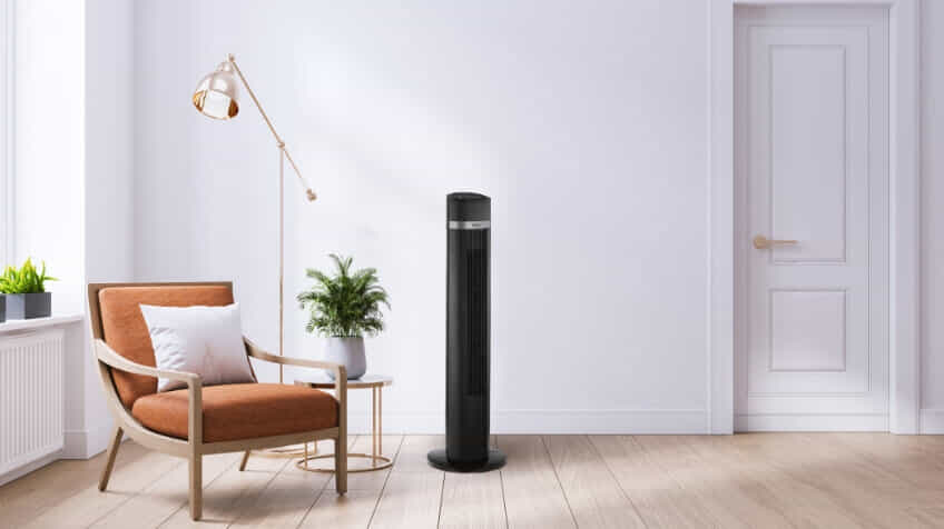 Solt Tower Fan in chic living room 