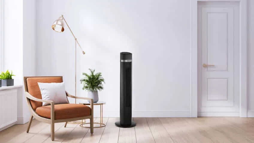 Solt Tower Fan in chic living room