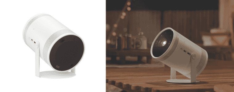 Side on angle image of a Samsung The Freestyle Portable Smart FHD Projector