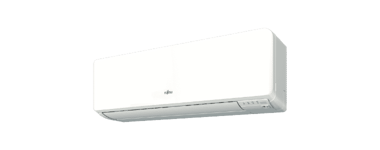 Side angle image of a Fujitsu C25kW H32kW Reverse Cycle Split System