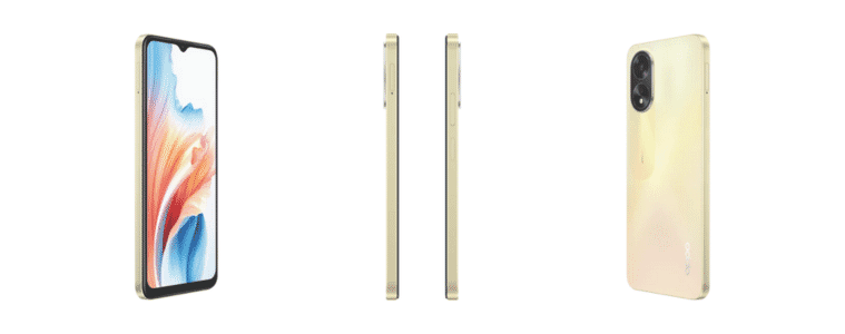 Product images of the OPPO A38 in Glowing Gold