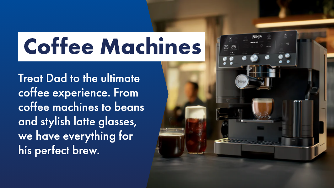 Stylish Ninja Coffee Machine sitting on sleek kitchen bench, the perfect Father's Day gift now at The Good Guys. 