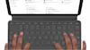 Man typing on his Chromebook. 