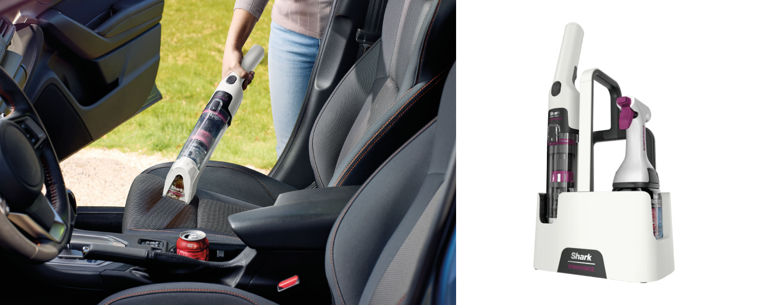 Shark StainForce Portable Spot & Stain Cleaner cleaning car interior