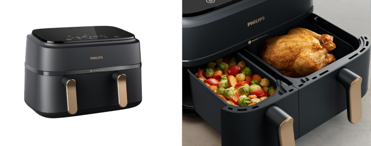 Philips Series 3000 Dual Basket Airfryer XXXL cooking chicken and vegetables