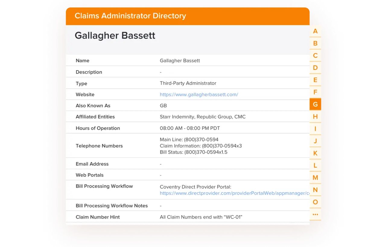 Claims Administrator Directory - workers compensation third party administrators