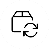 A packaging box and recycle symbol illustrated icon
