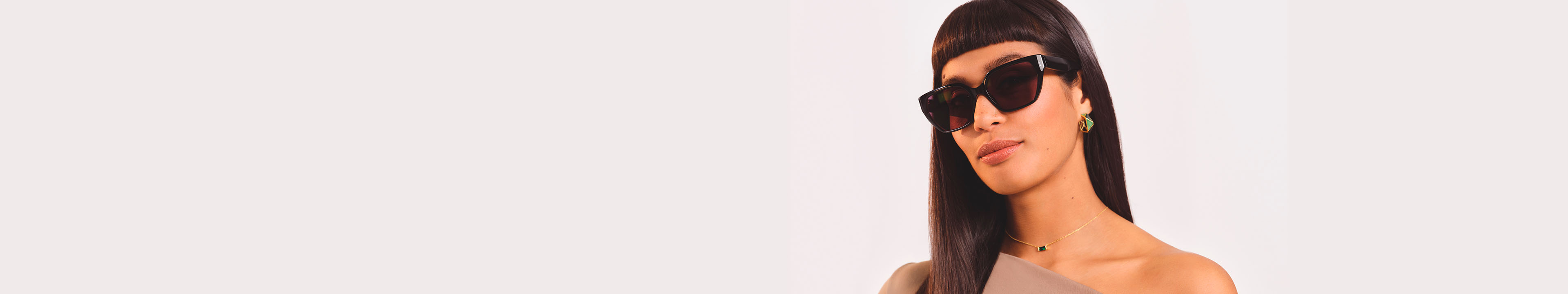 Woman wearing geometric glasses