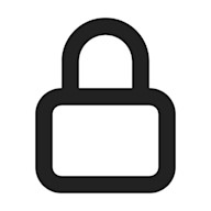 Black outline icon of a padlock