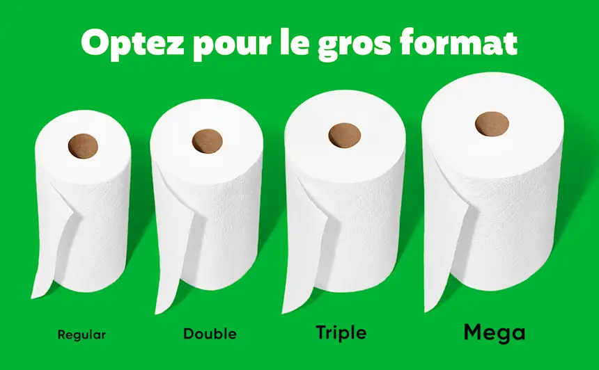 Tableau comparatif montrant tous nos formats de rouleaux, du plus petit au plus grand