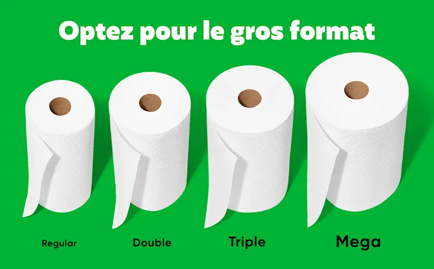 Tableau comparatif montrant tous nos formats de rouleaux, du plus petit au plus grand