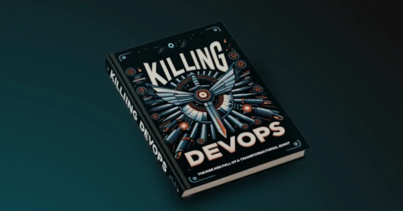 The words "Most IT organizations implemented DevOps, So why is DevOps dying?" beside of an image of an infinity symbol drawn in the sand